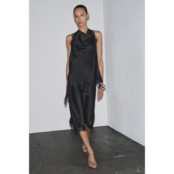 ZARA ZW COLLECTION LACE HALTER TOP - Picture 2 of 7